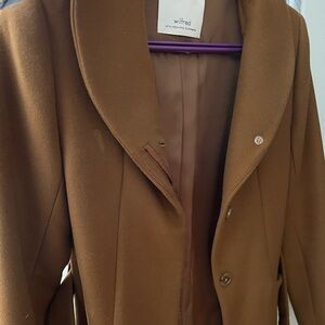 Wilfred Brown Trench Coat with Shawl Collar and Belted Closure
